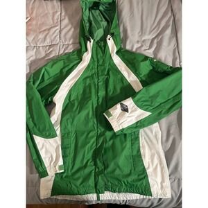 Columbia Omni Tech Waterproof Breathable Green White Hooded Jacket Women's Sz S
